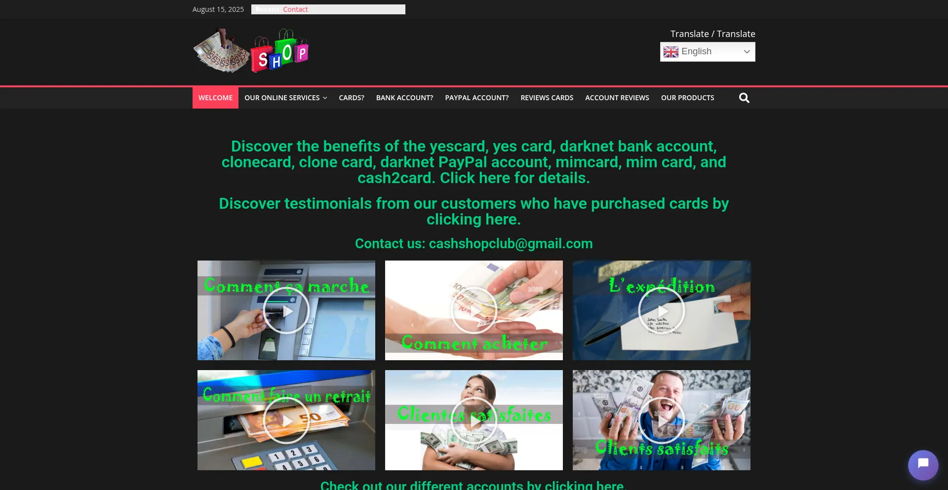 Website screenshot of Cashshop.club