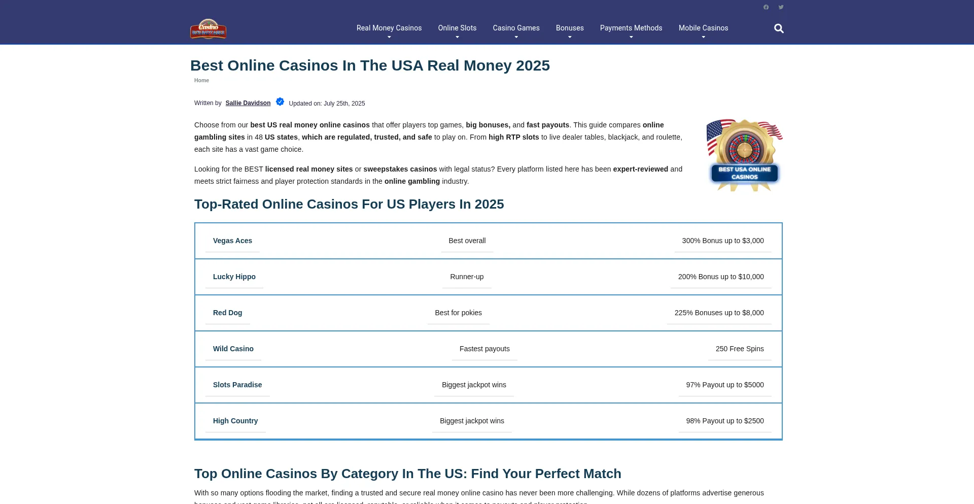Website screenshot of Casinoroundtable.com