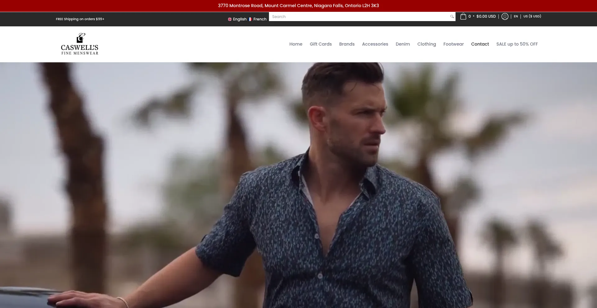 Website screenshot of Caswellsclothing.com