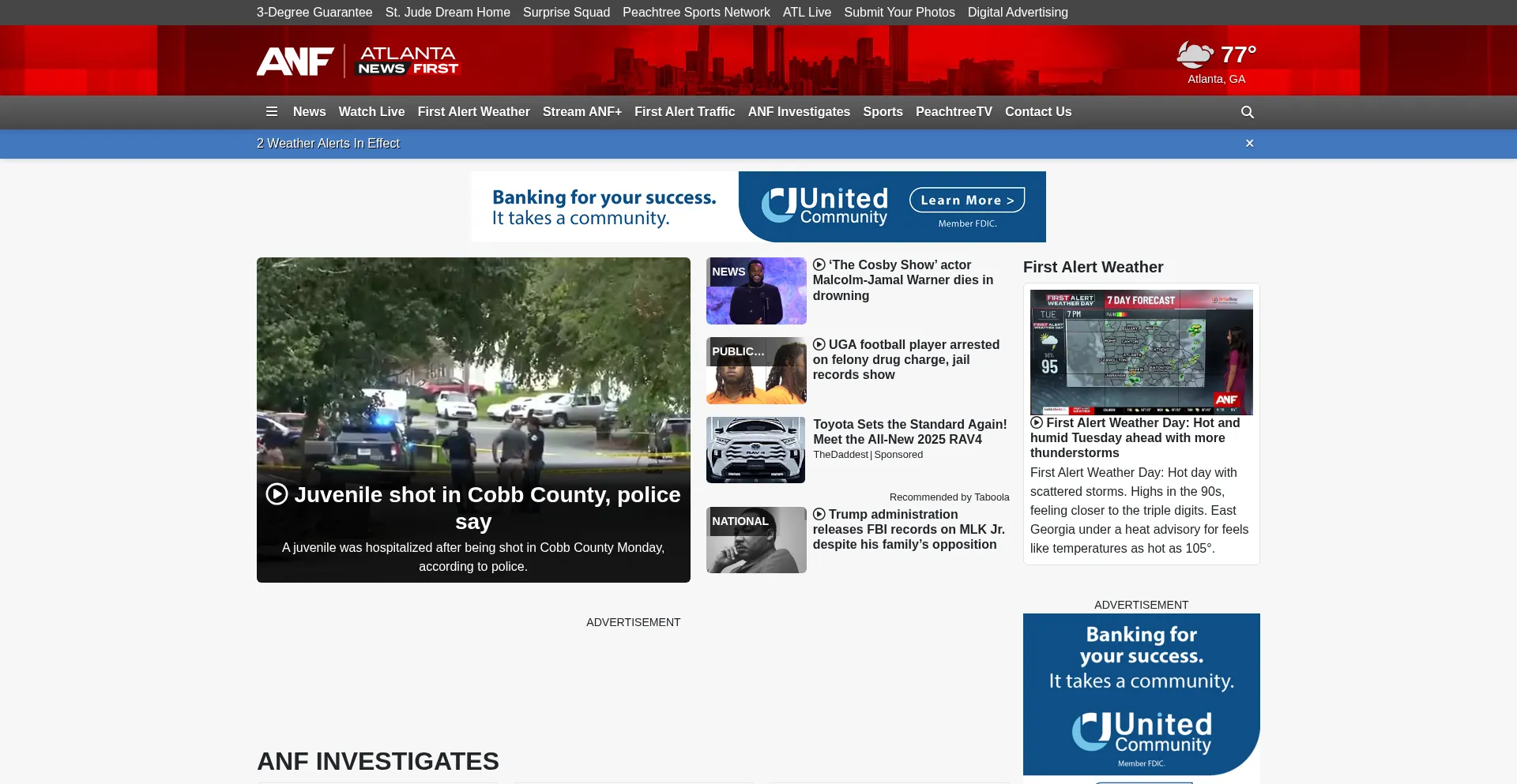 Website screenshot of Cbsatlanta.com