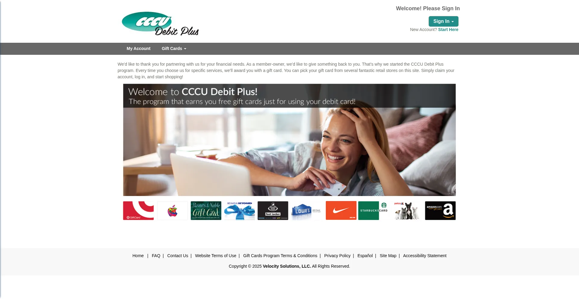 Website screenshot of Cccudebitplus.org