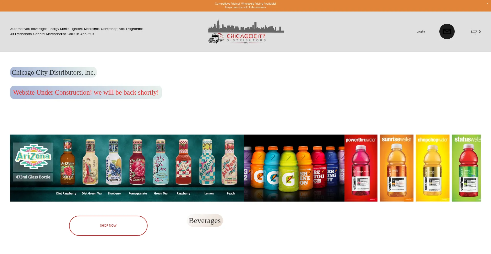 Website screenshot of Ccdwholesale.com