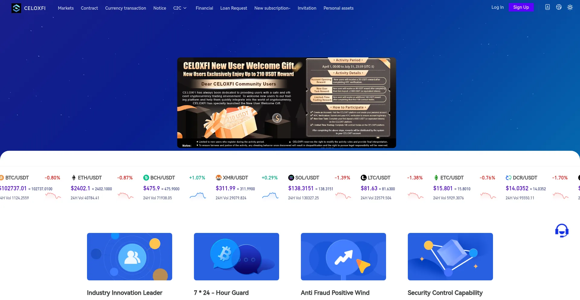 Website screenshot of Celoxfi.co