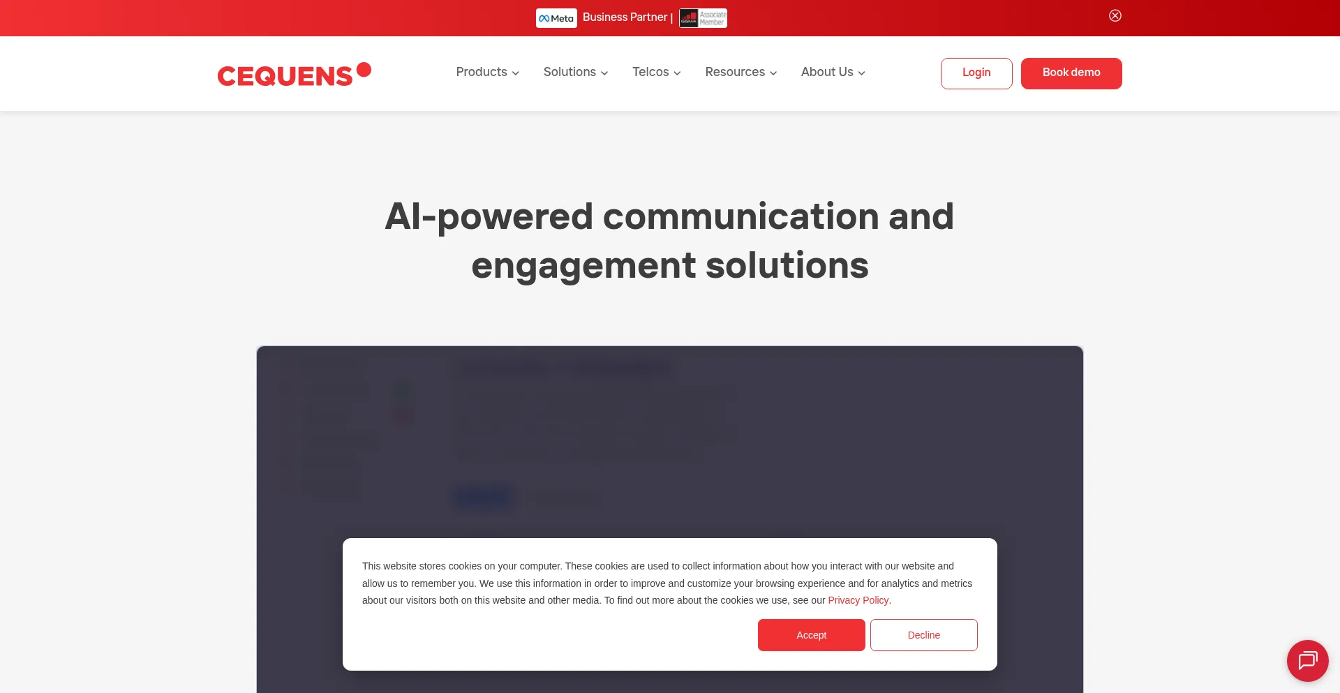 Website screenshot of Cequens.com