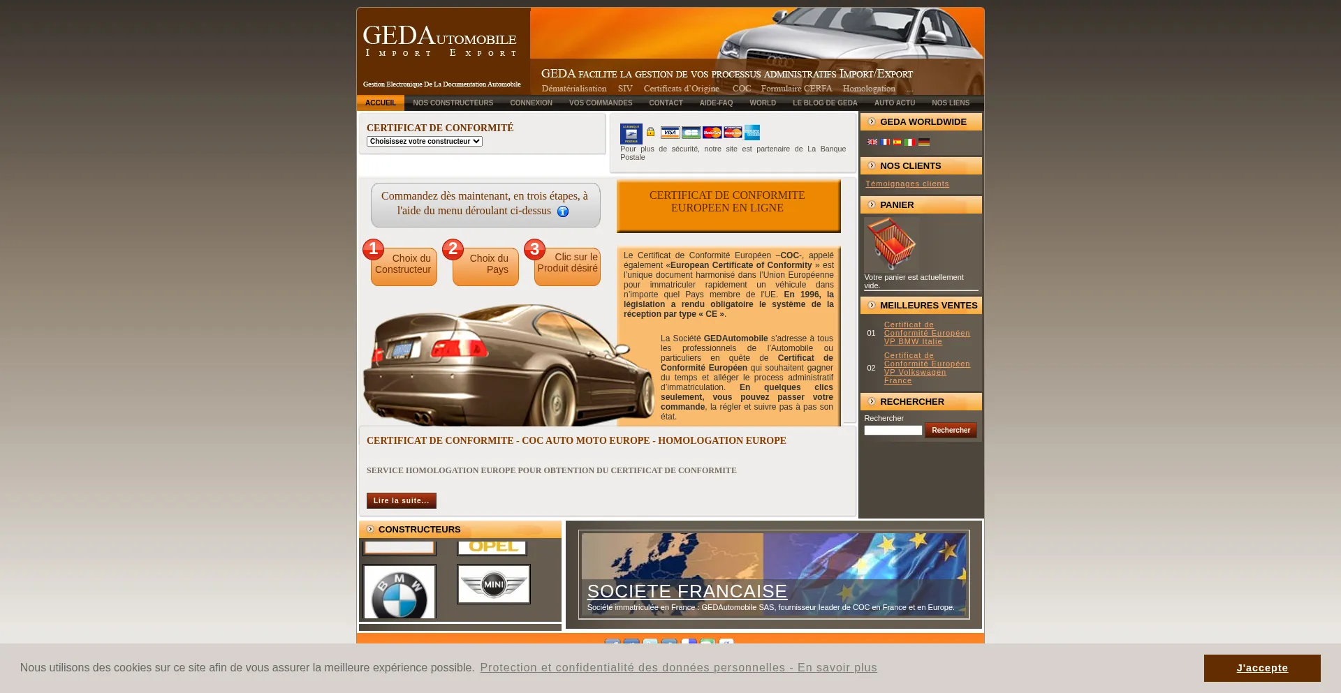 Website screenshot of Certificatconformiteeuropeen.com