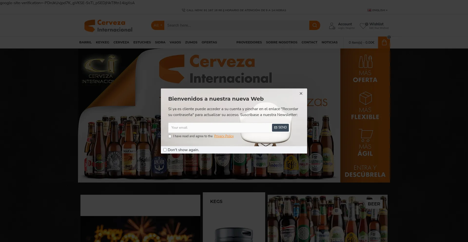 Website screenshot of Cervezainternacional.net