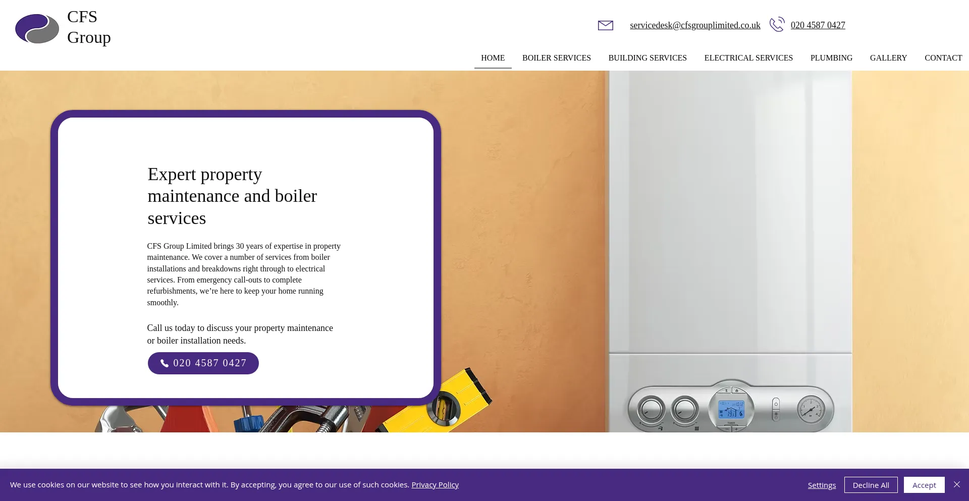 Website screenshot of Cfspropertymaintenance.co.uk