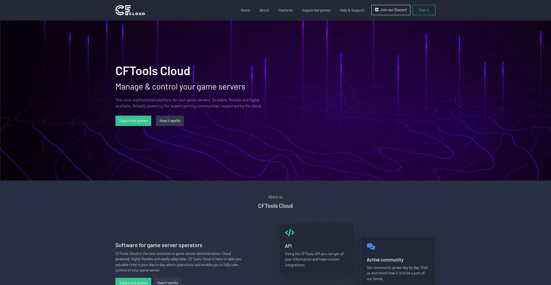 Website screenshot of Cftools.com
