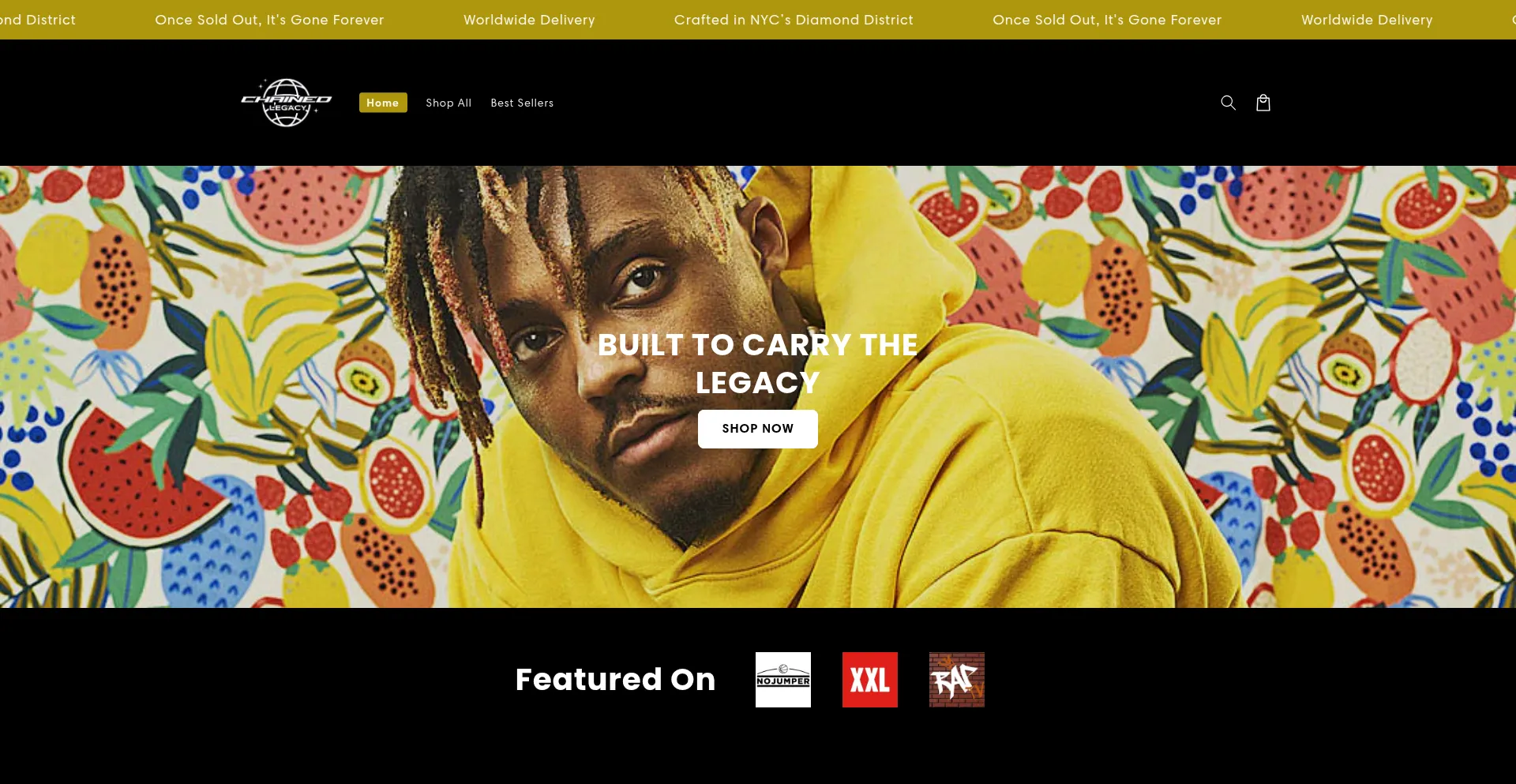 Website screenshot of Chainedlegacy.com