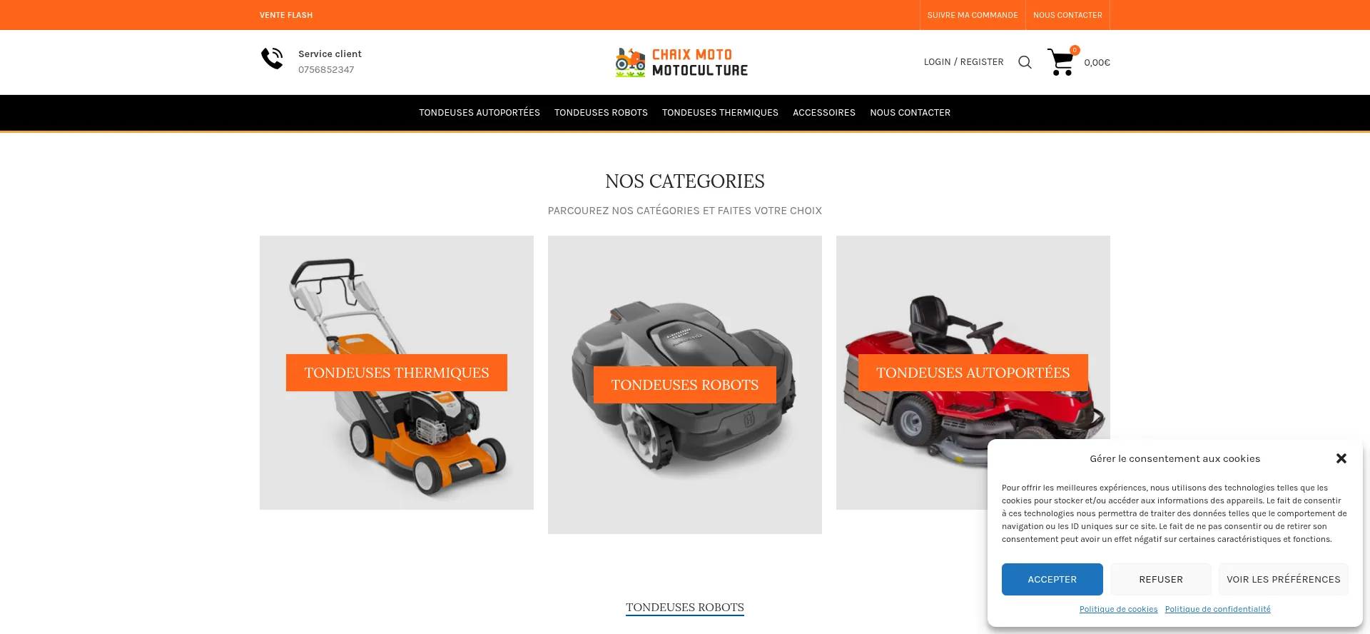 Website screenshot of Chaixmoto-motoculture.com