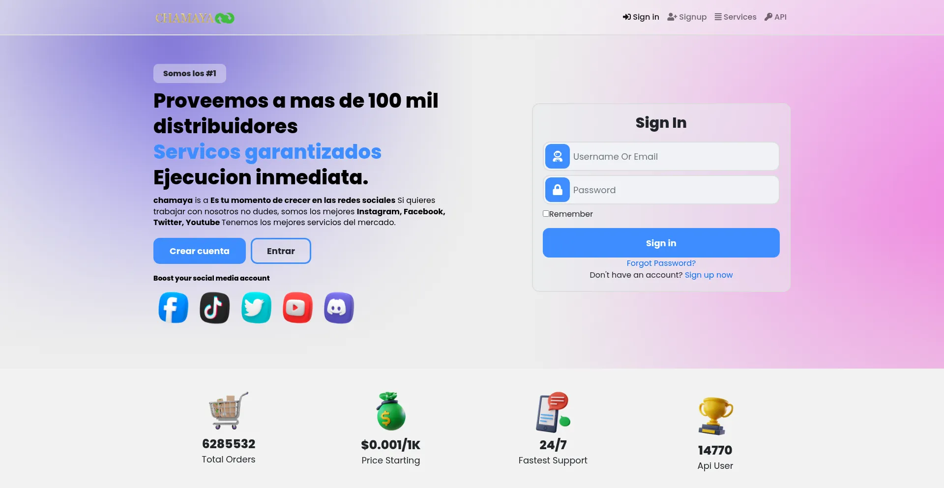 Website screenshot of Chamayacompany.com