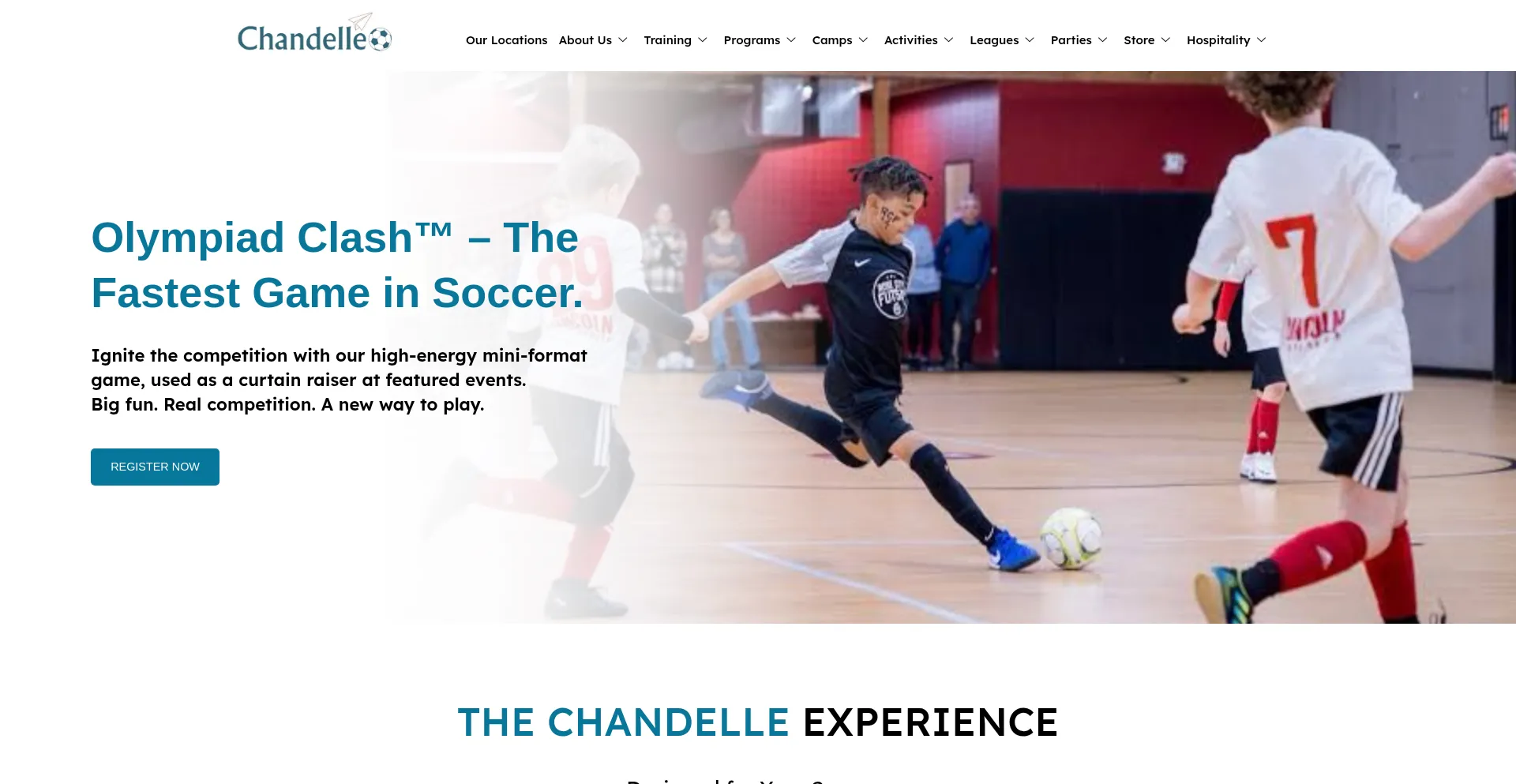 Website screenshot of Chandellesoccer.com