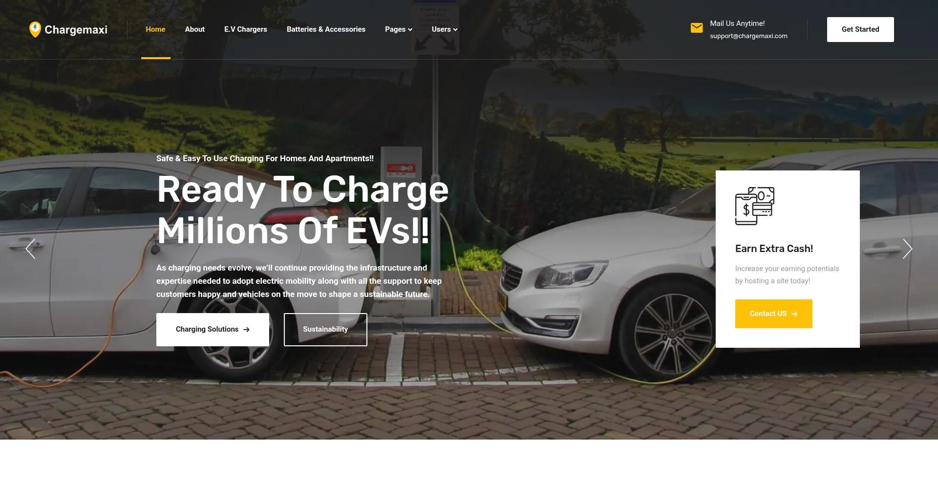 Website screenshot of Chargemaxi.com