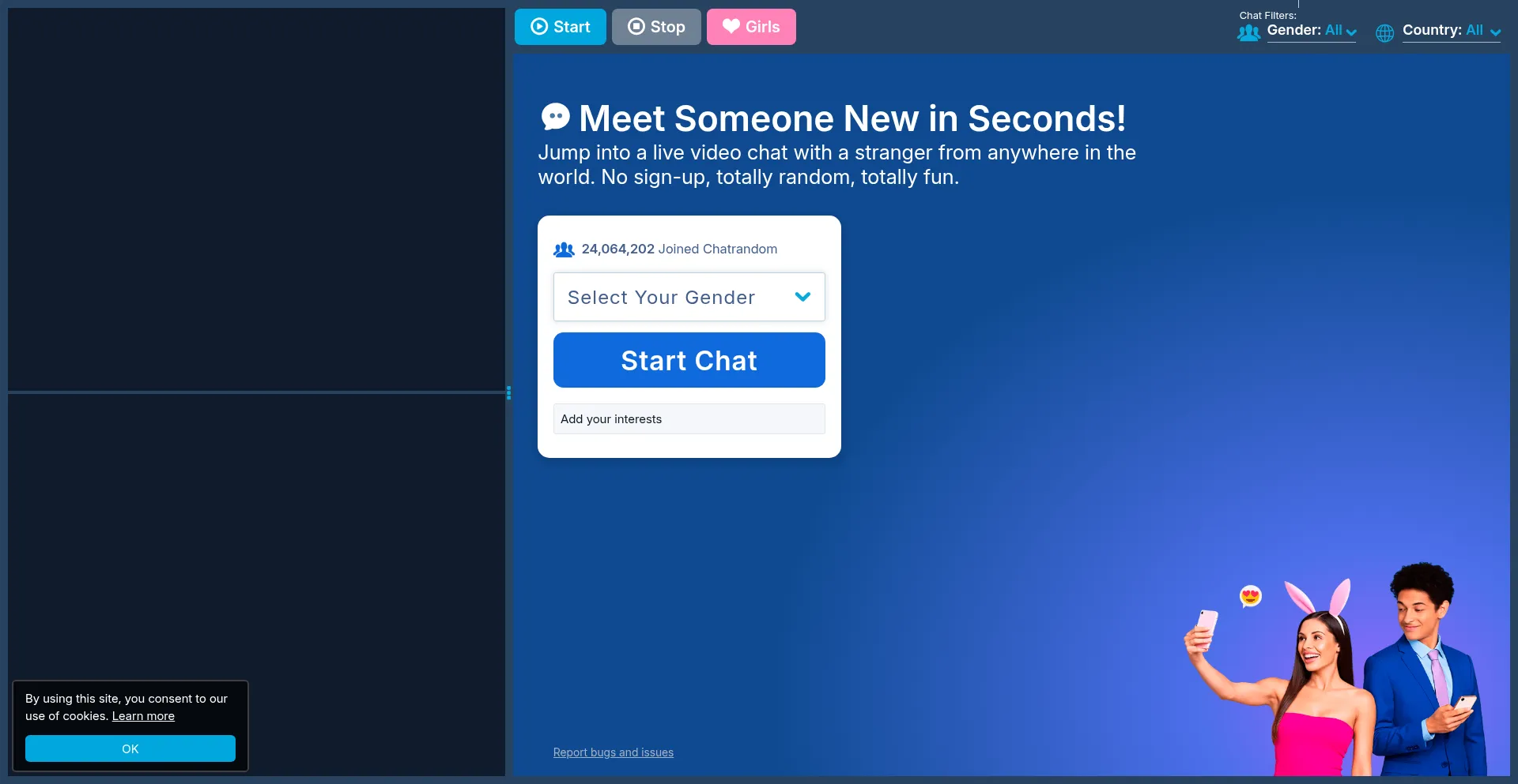 Website screenshot of Chatrandom.com