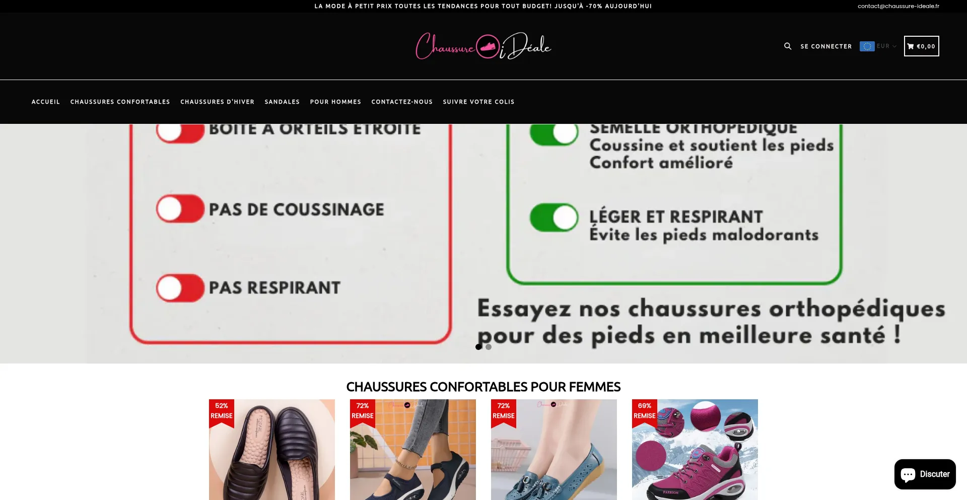 Website screenshot of Chaussure-ideale.fr