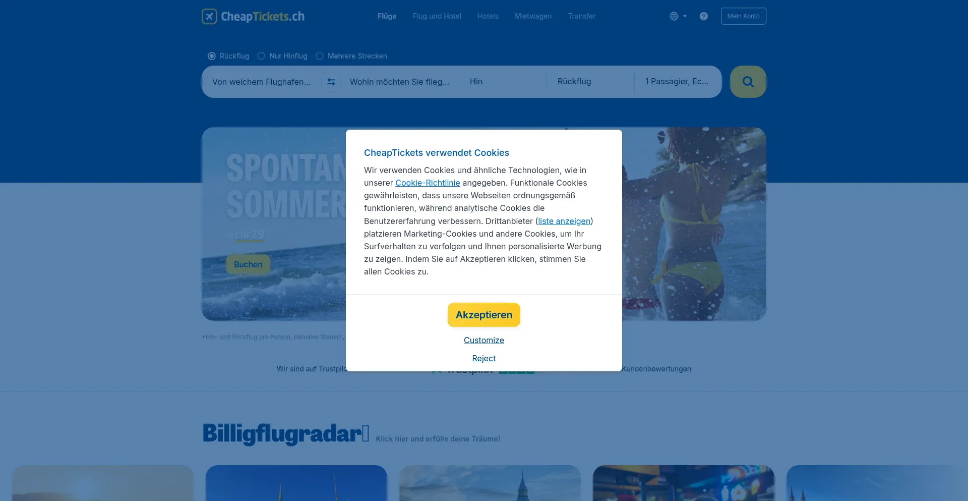 Cheaptickets.ch Screenshot
