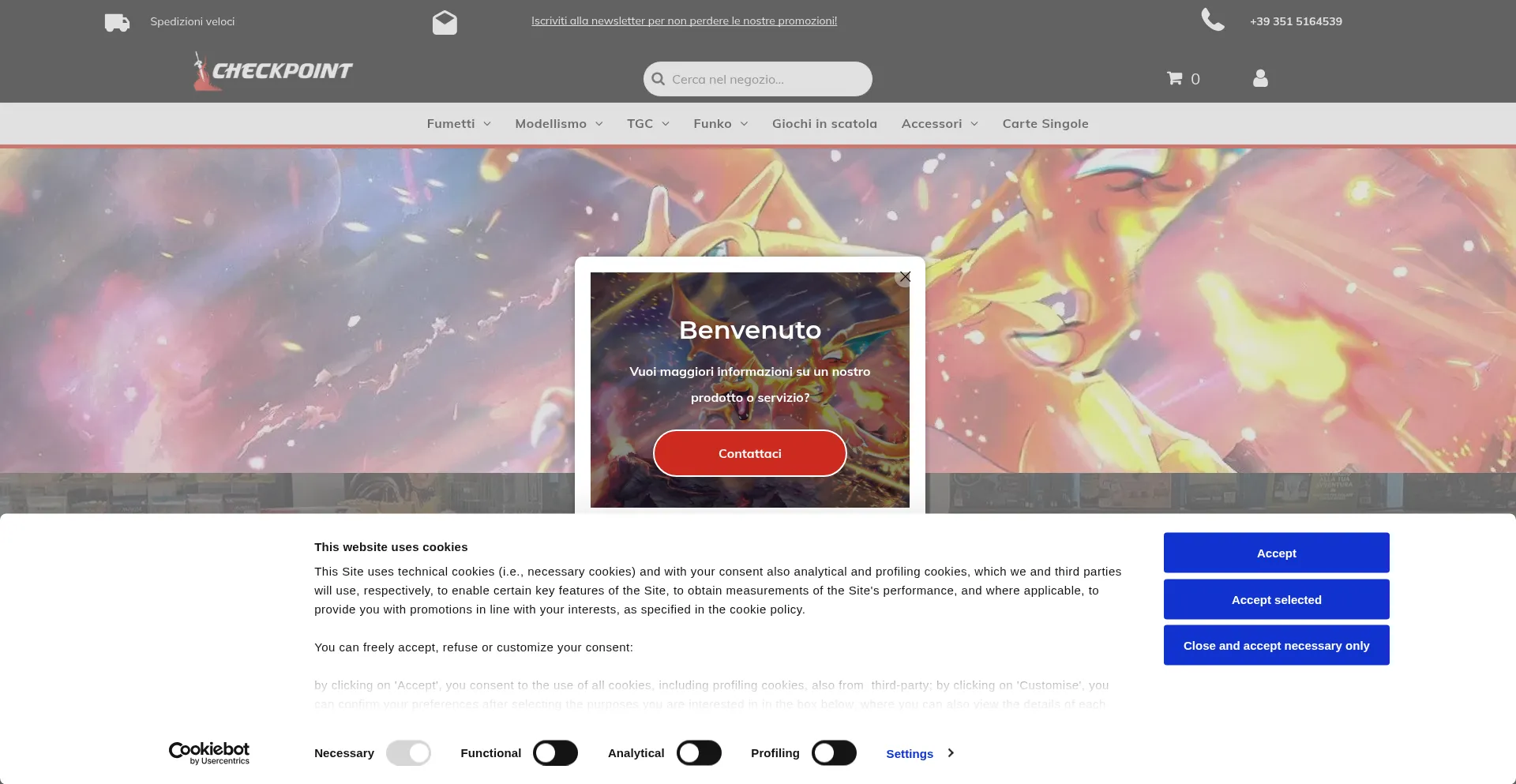 Website screenshot of Checkpointgallarateshop.com
