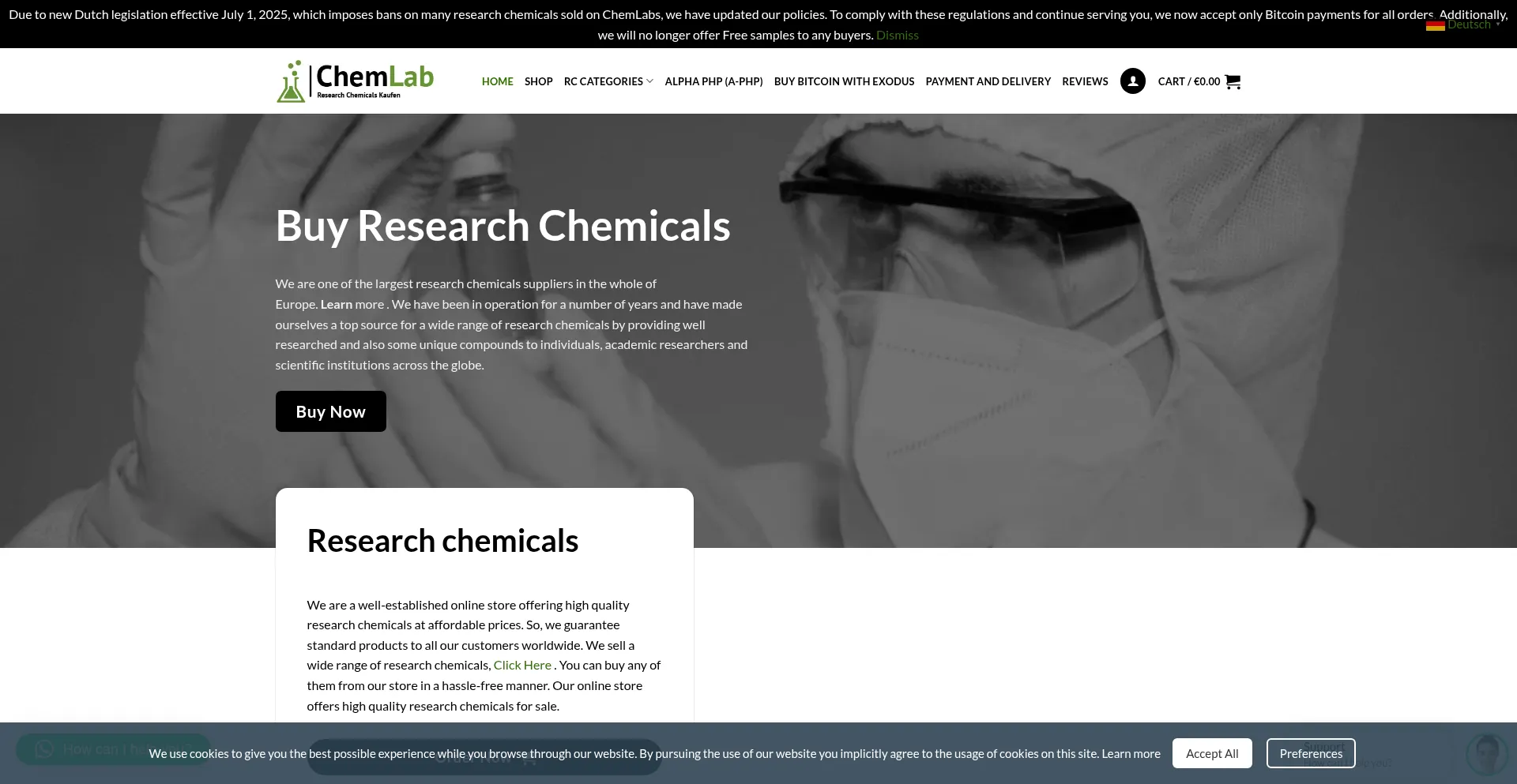 Website screenshot of Chemlabseuropa.nl