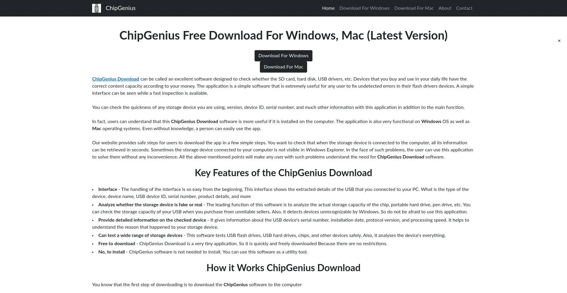 Website screenshot of Chipgenius.org