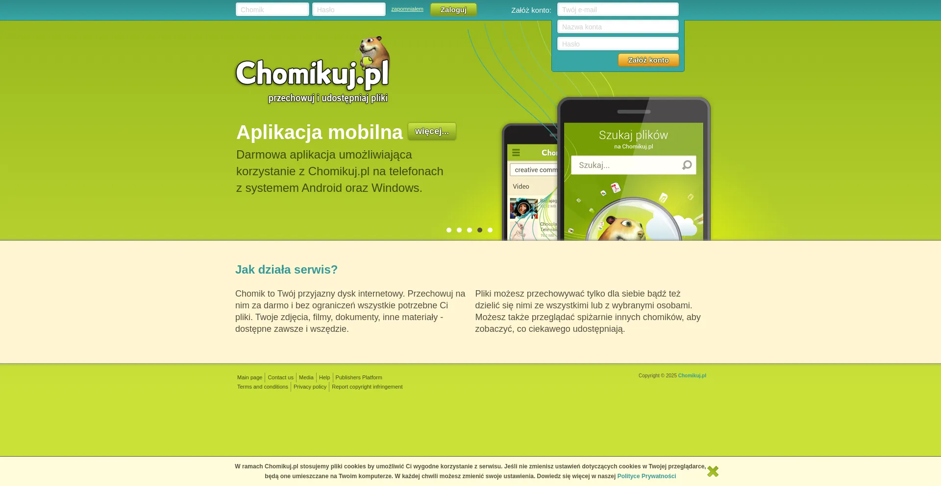 Website screenshot of Chomikuj.pl