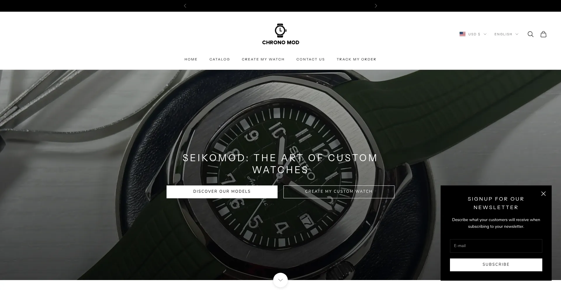 Website screenshot of Chrono-mod.com