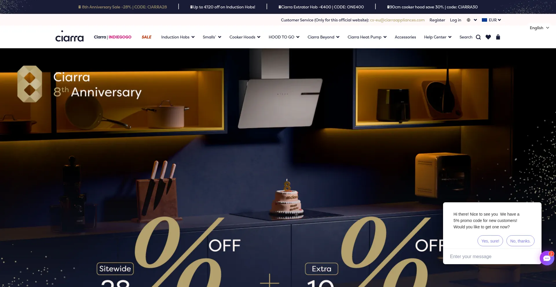 Website screenshot of Ciarraappliances.com
