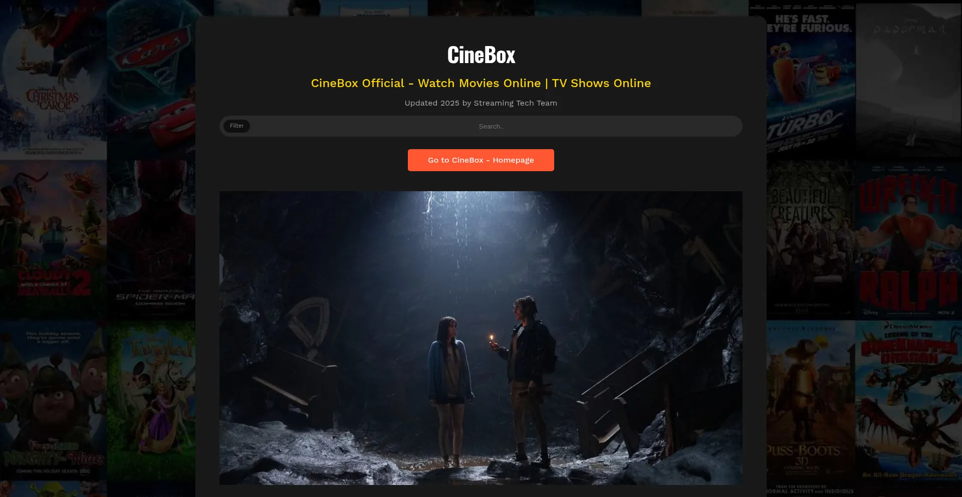 Website screenshot of Cinebox.ink
