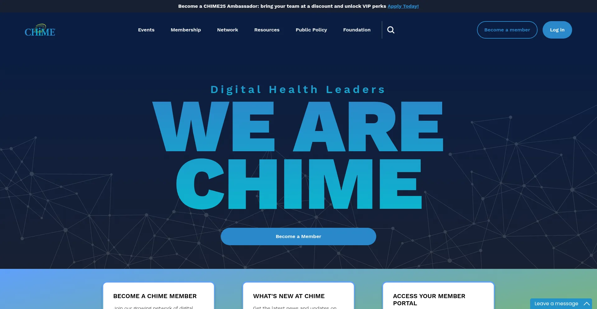 Website screenshot of Cio-chime.org