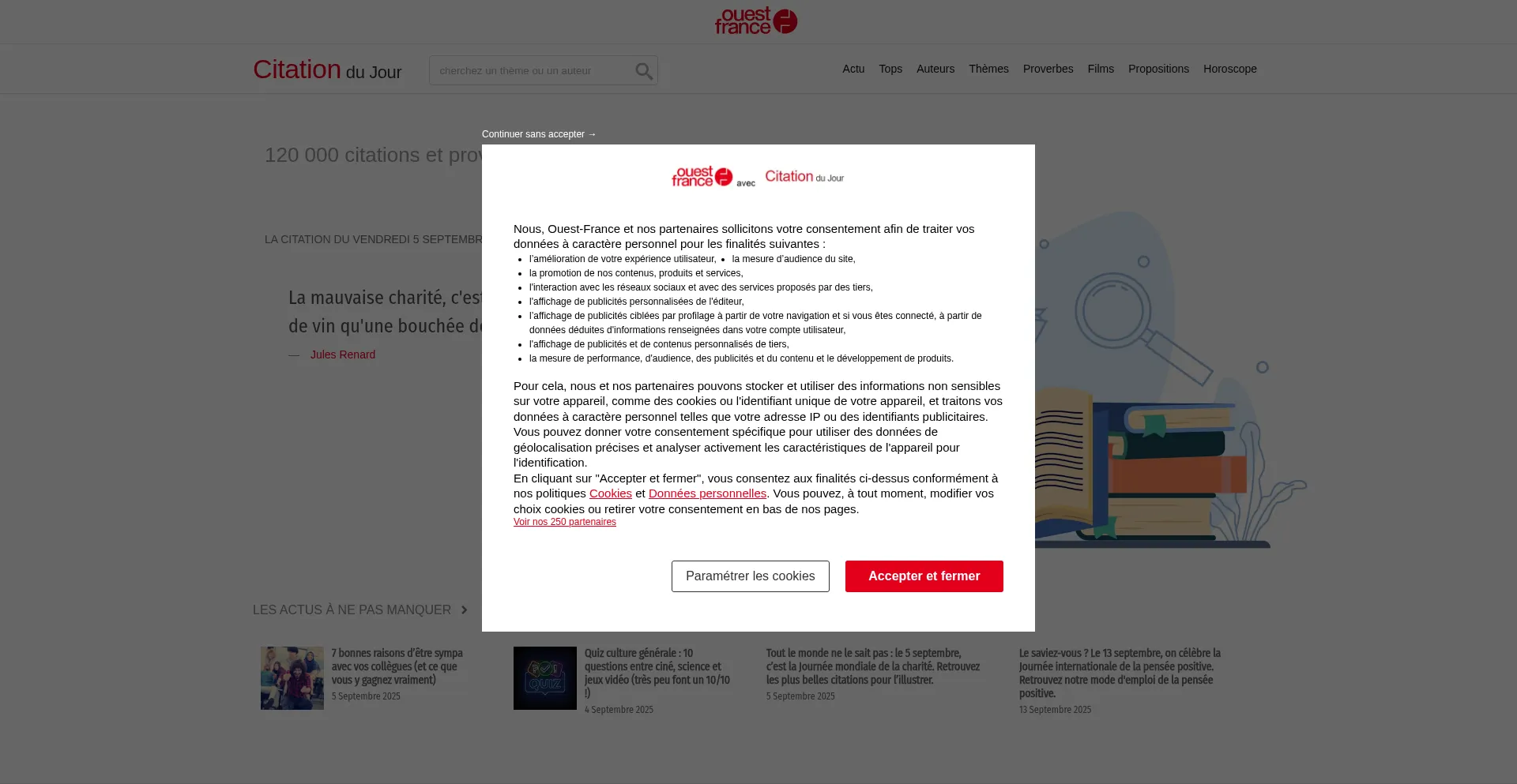 Website screenshot of Citations.ouest-france.fr