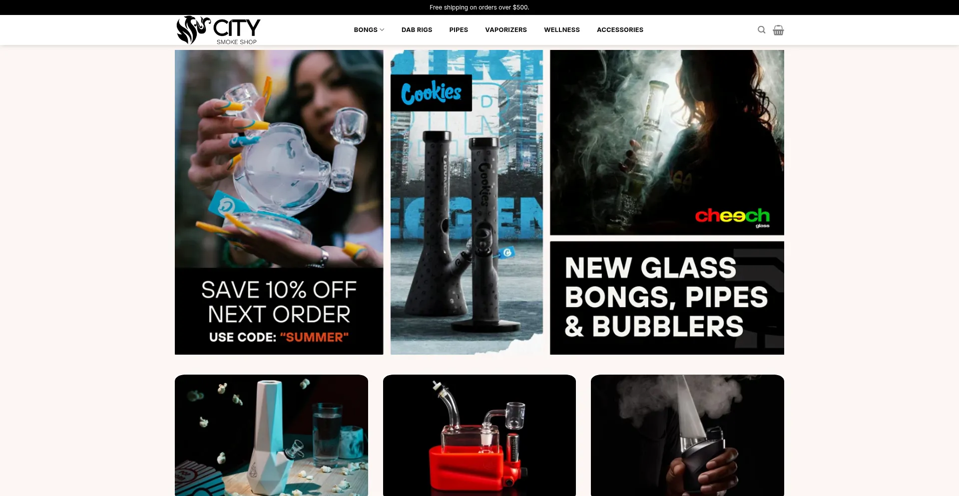Website screenshot of Citysmokeshop.com.au