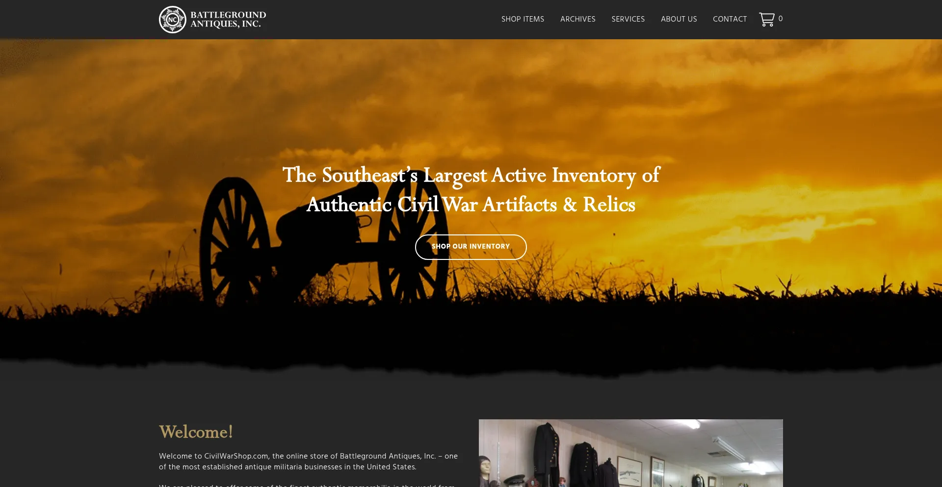 Civilwarshop.com Screenshot