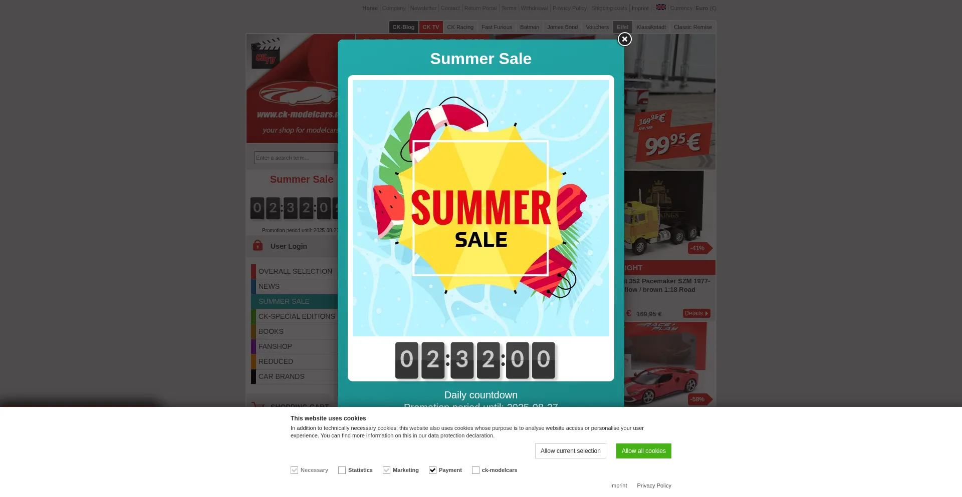 Website screenshot of Ck-modelcars.de
