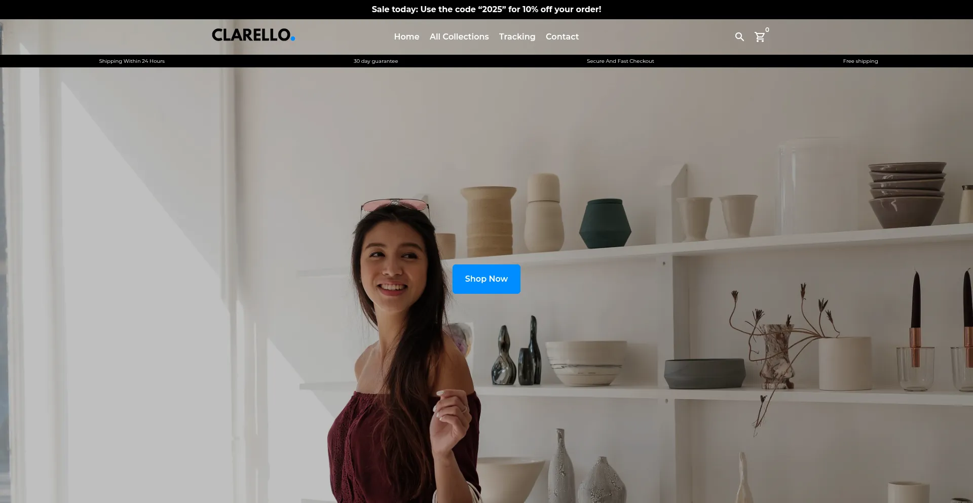 Website screenshot of Clarello.com