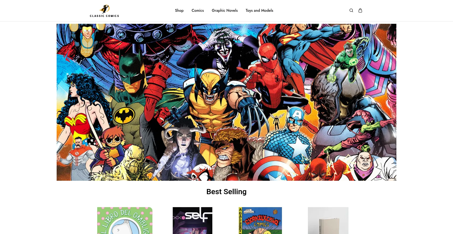 Website screenshot of Classiccomics.shop
