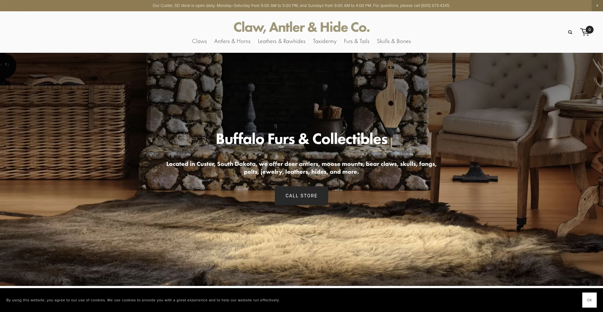 Website screenshot of Clawantlerhide.com
