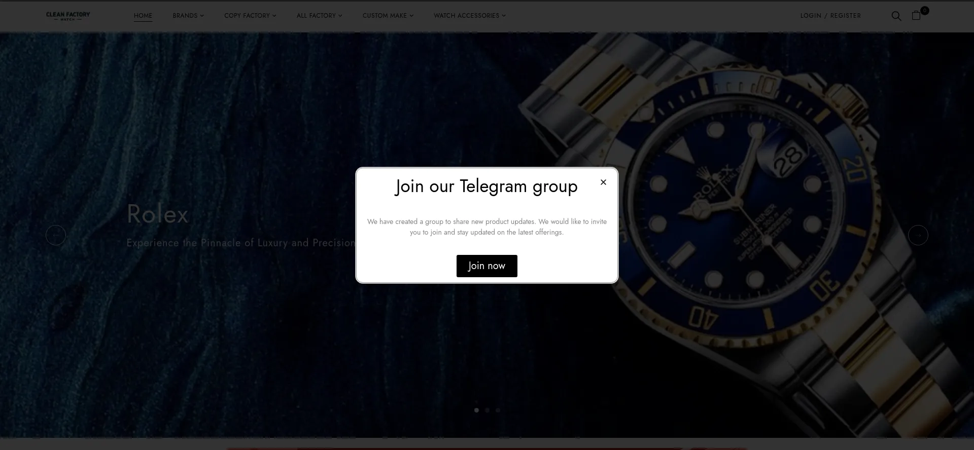 Website screenshot of Cleanfactorywatch.shop
