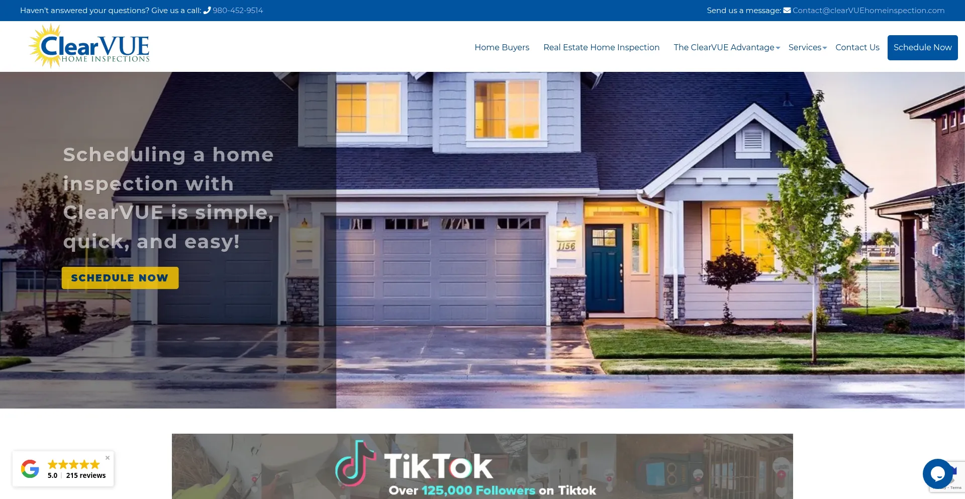 Website screenshot of Clearvuehomeinspection.com