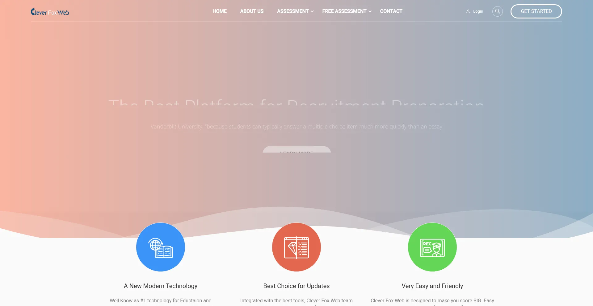 Website screenshot of Cleverfoxweb.com