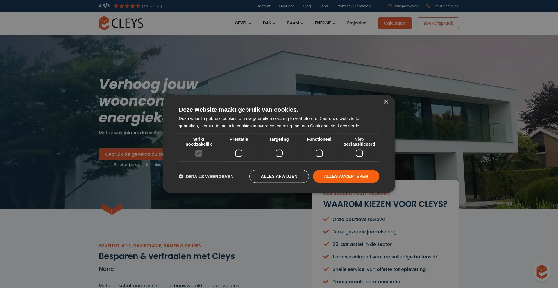 Website screenshot of Cleys.be