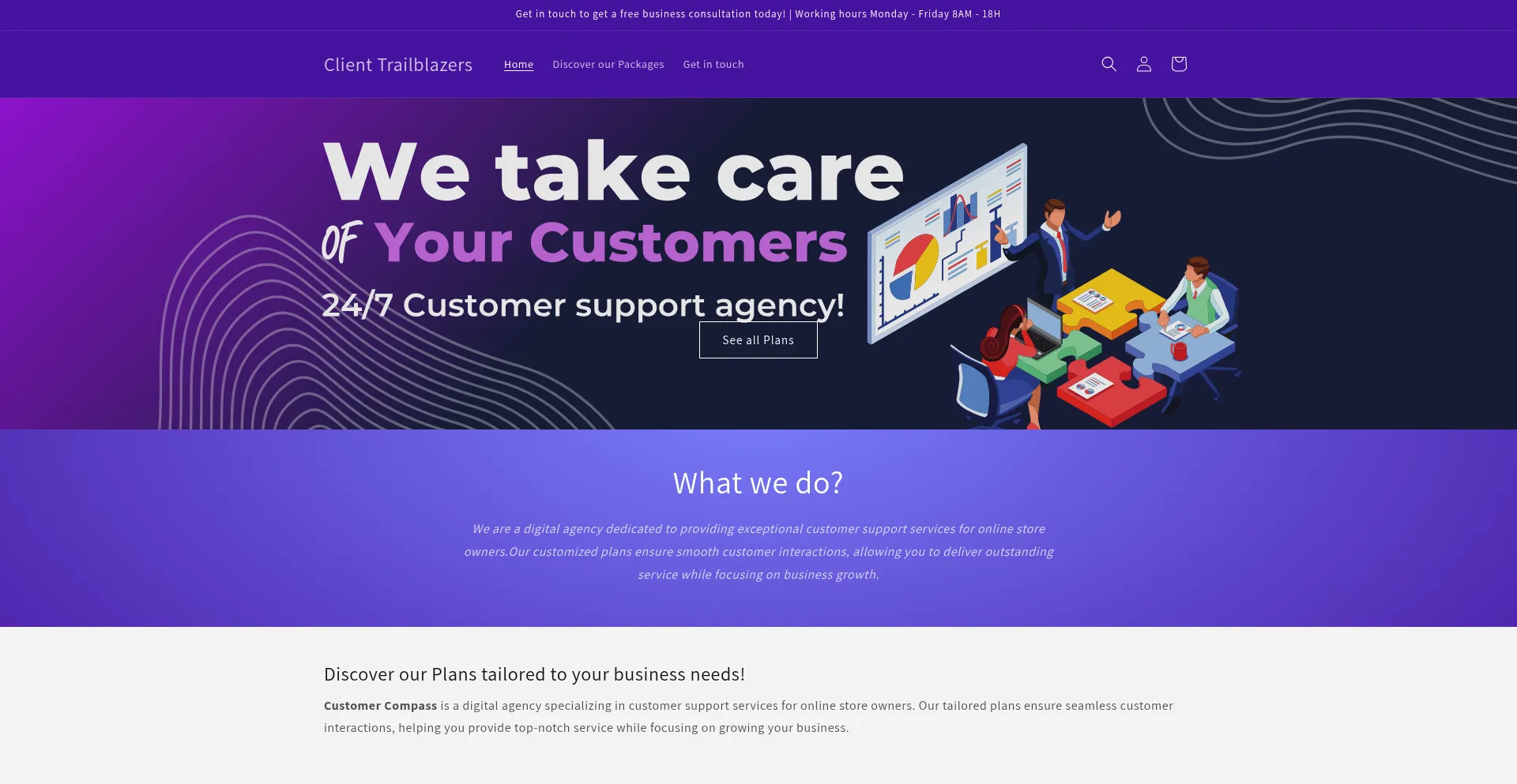 Website screenshot of Clienttrailblazers.shop