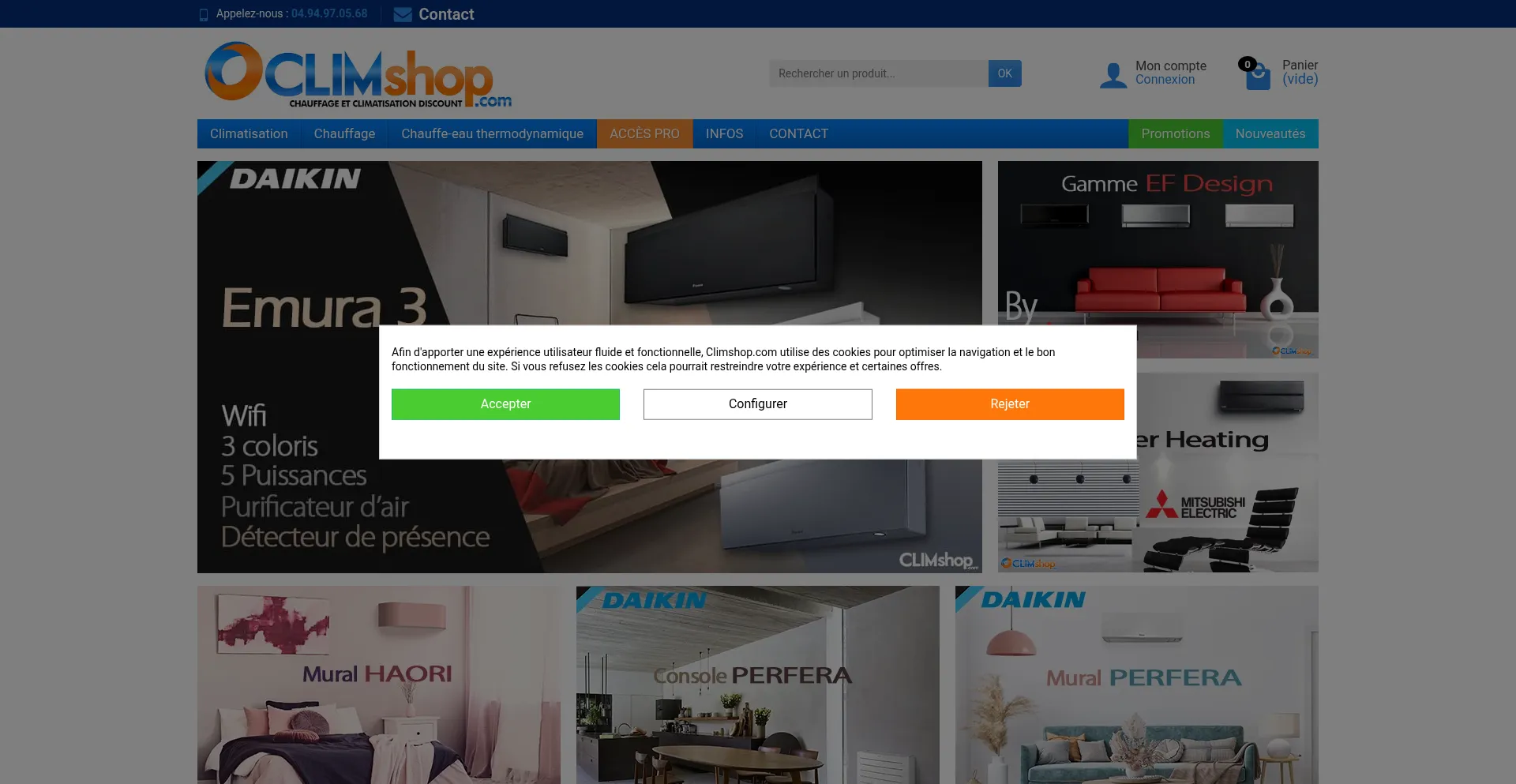 Website screenshot of Climshop.com