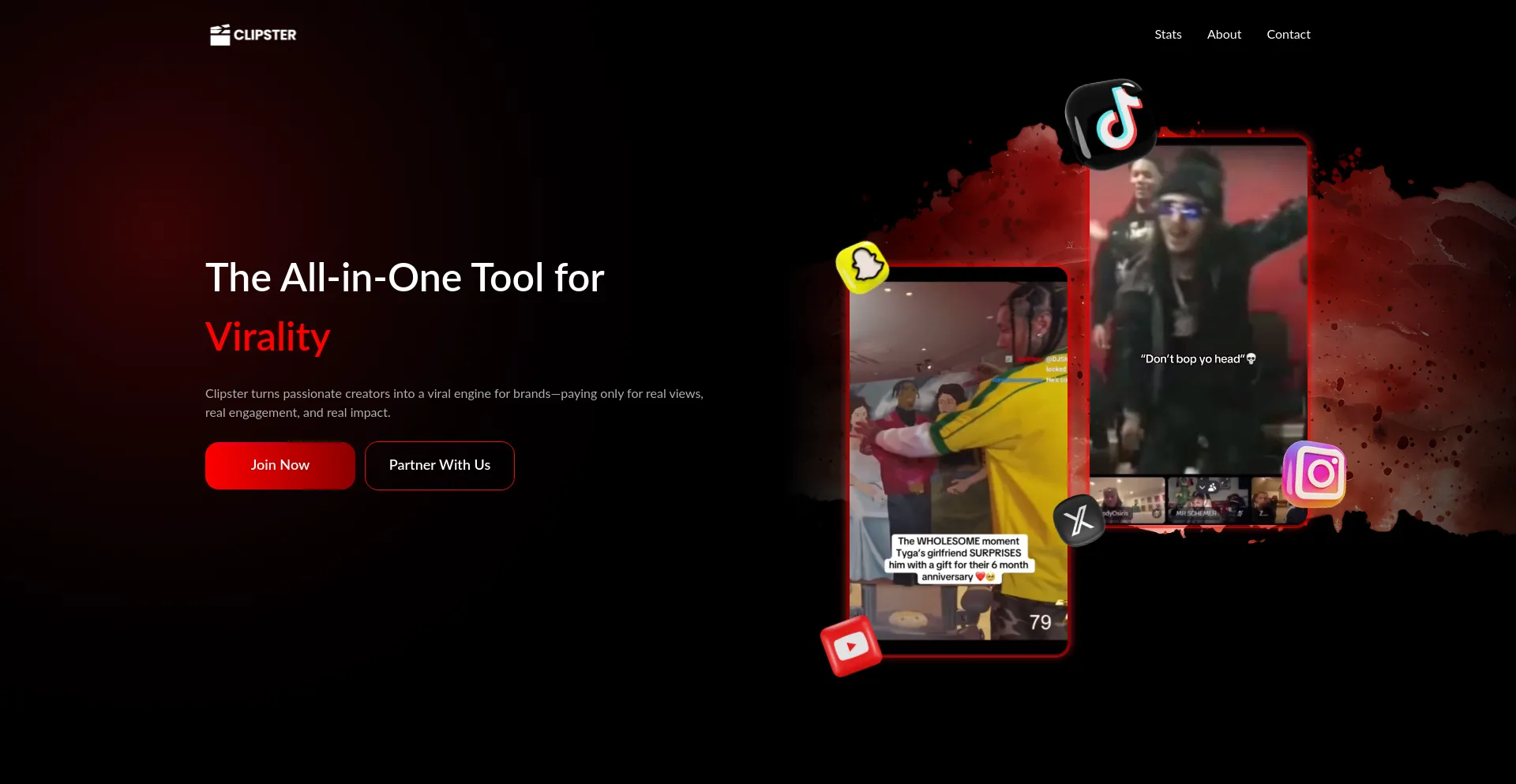 Website screenshot of Clipster.gg