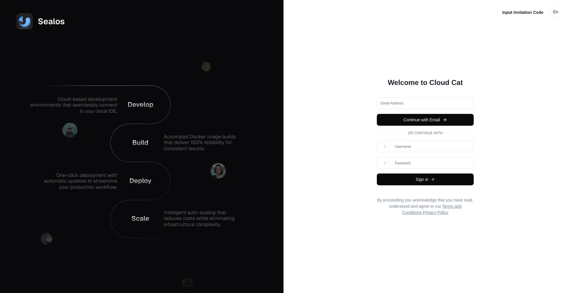 Website screenshot of Cloud.cloudcat.one