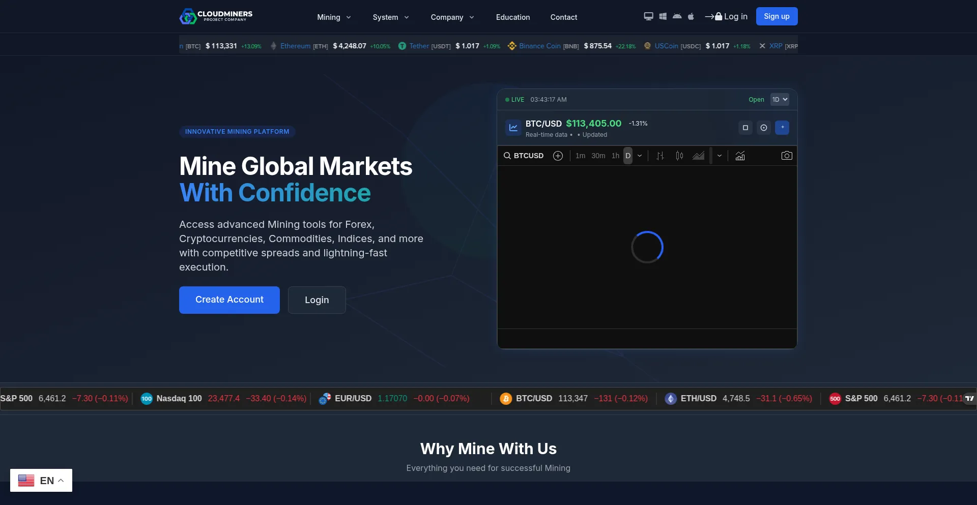 Website screenshot of Cloudminerspro.org