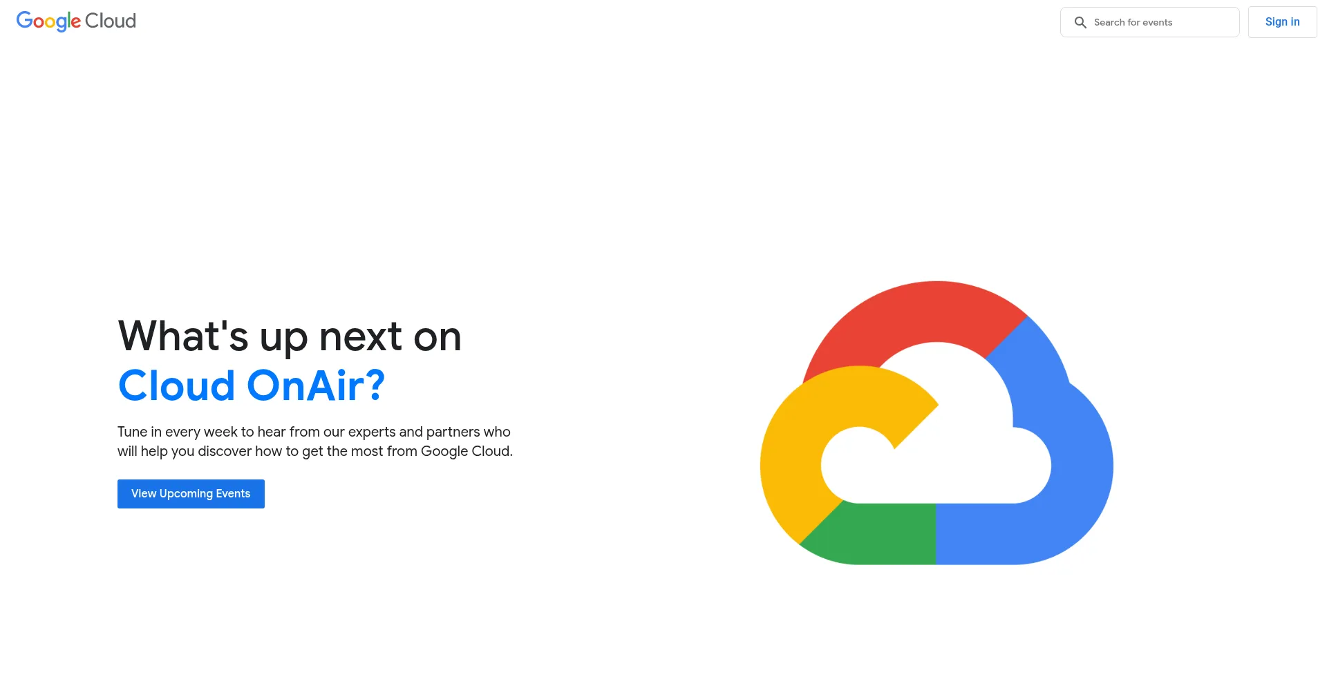 Website screenshot of Cloudonair.withgoogle.com