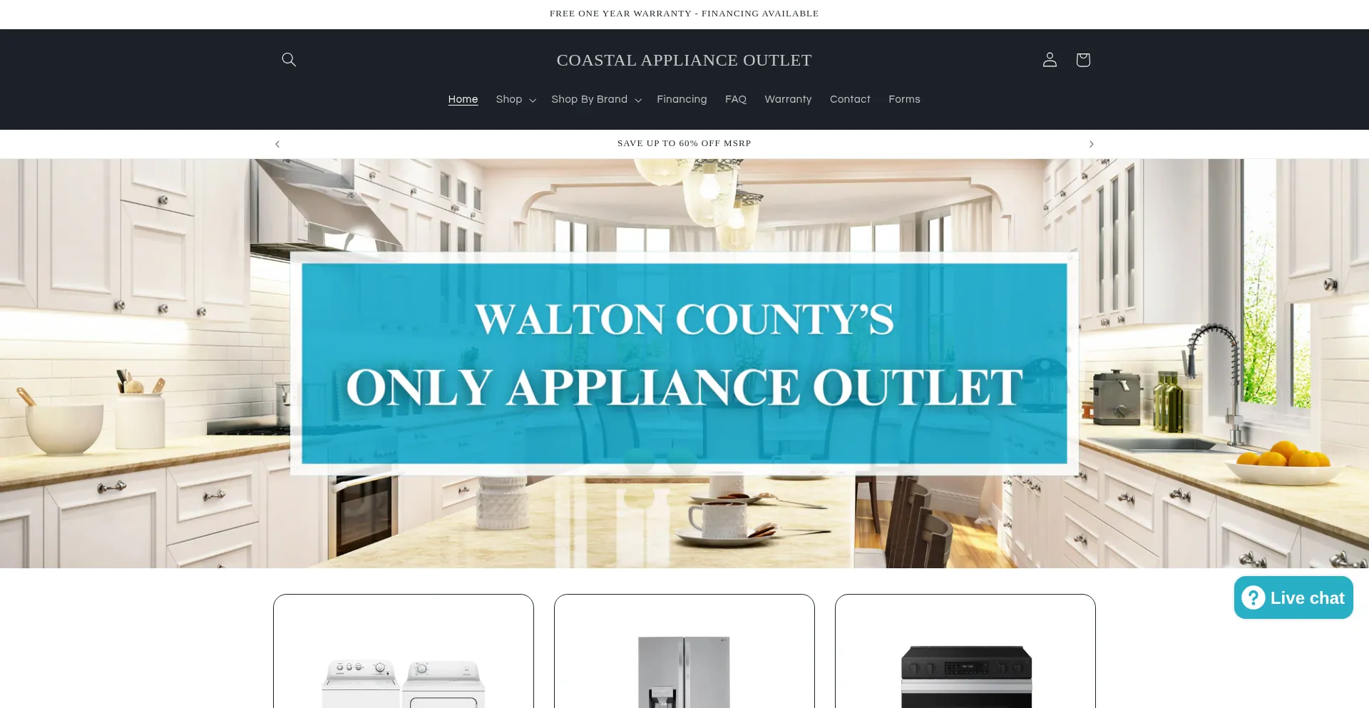 Website screenshot of Coastalapplianceoutlet.com