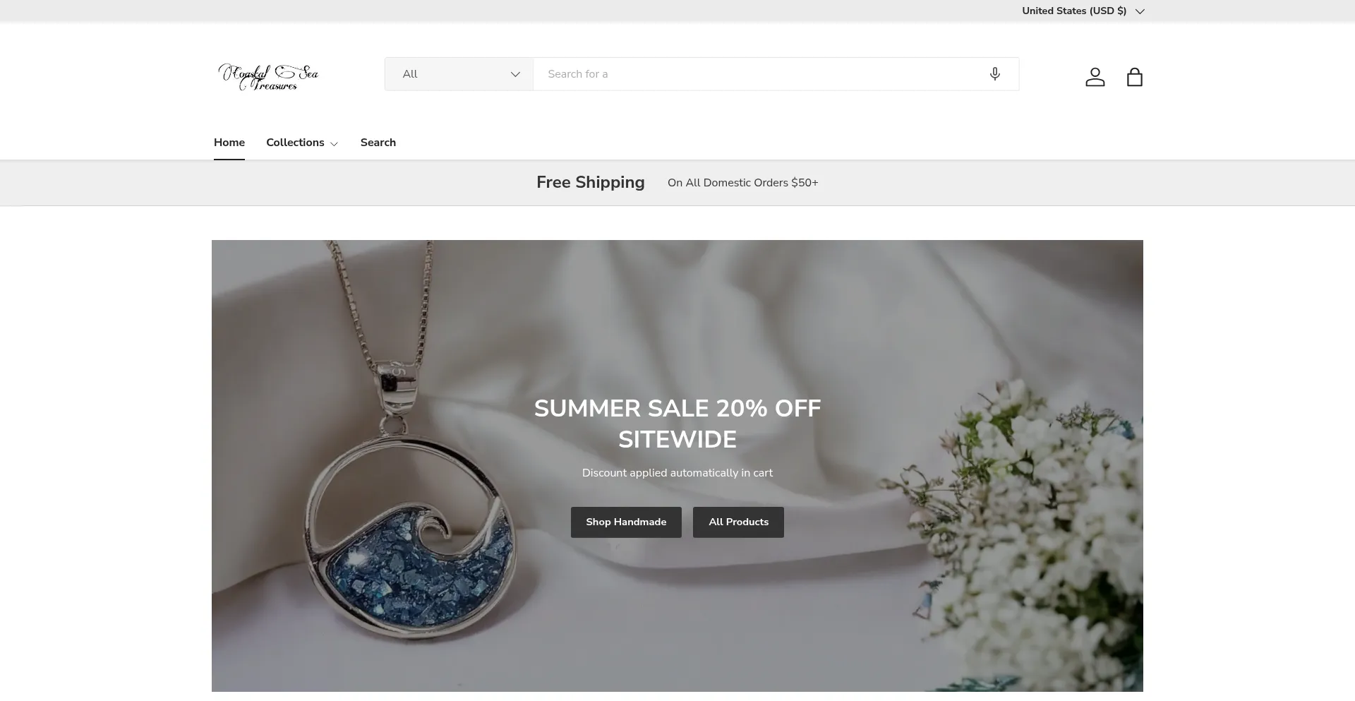Website screenshot of Coastalseatreasures.com