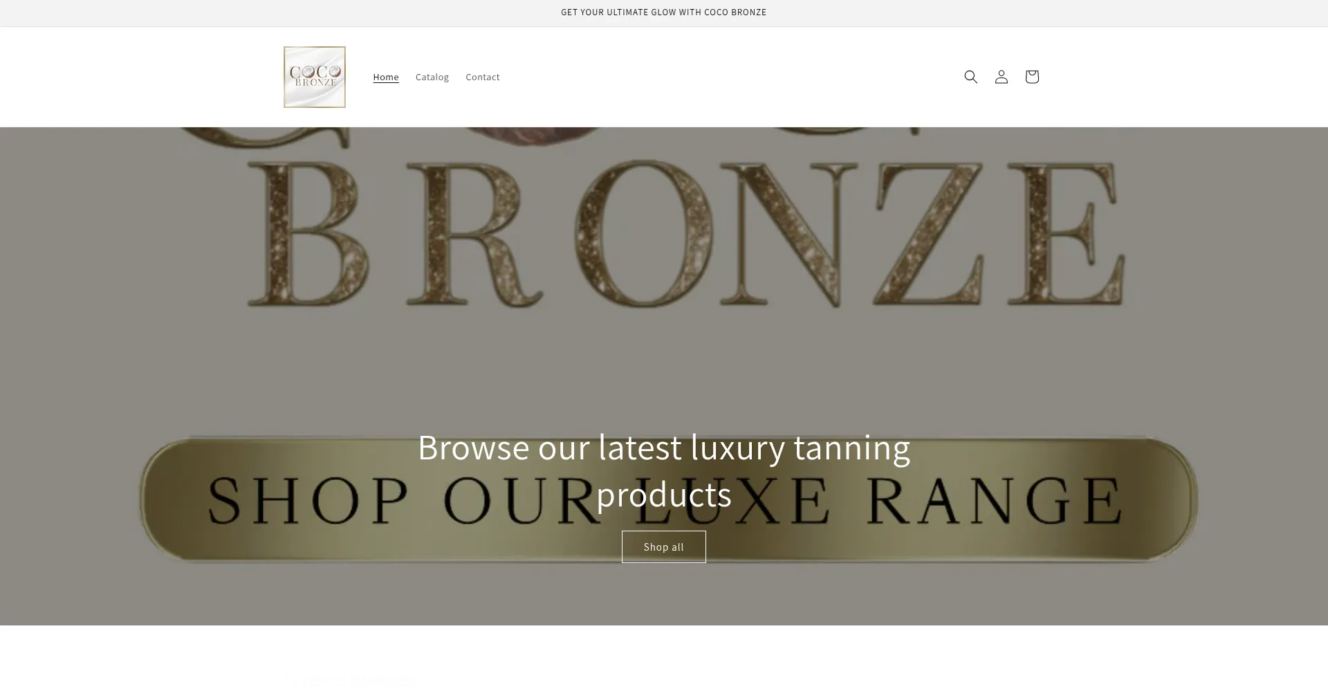 Website screenshot of Cocobronzetanning.myshopify.com