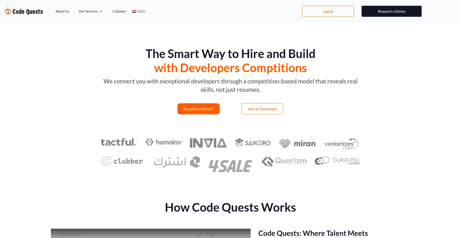 Website screenshot of Code-quests.com