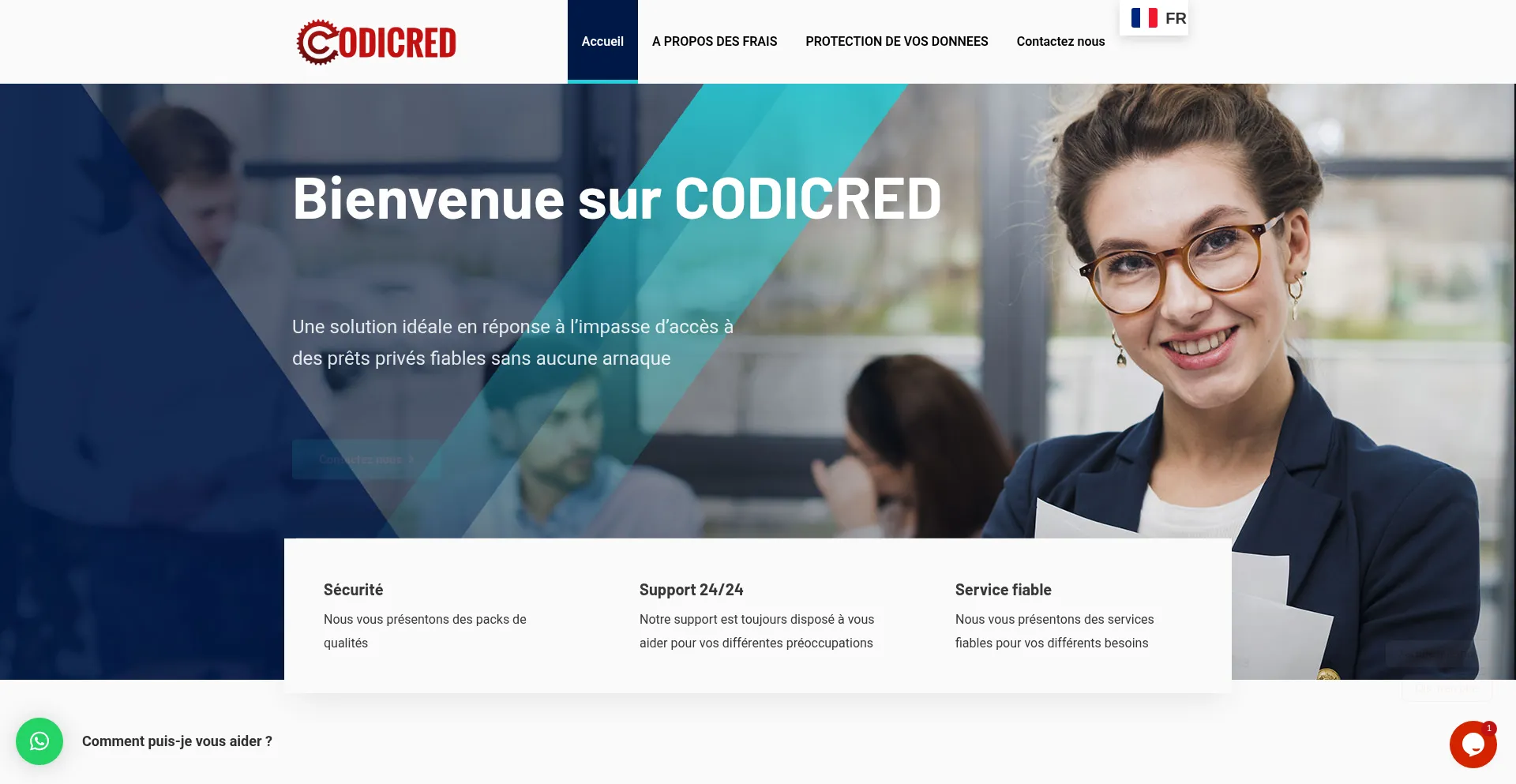 Website screenshot of Codicred.com